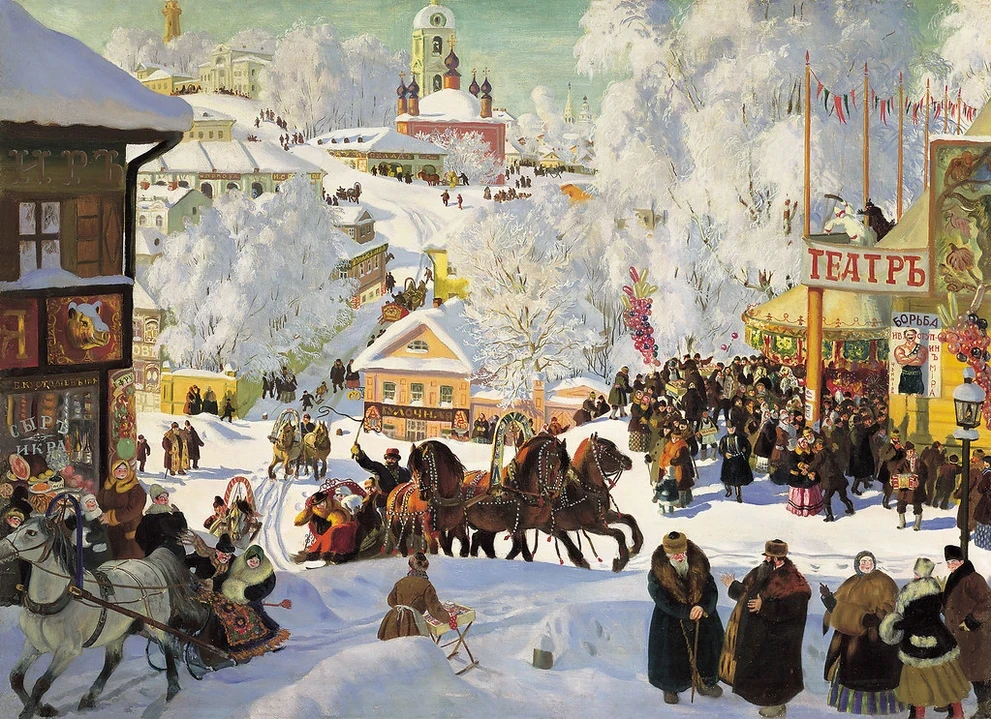 Борис Кустодиев. Масленица (Масленичное катание). 1919 кусст.jpg
