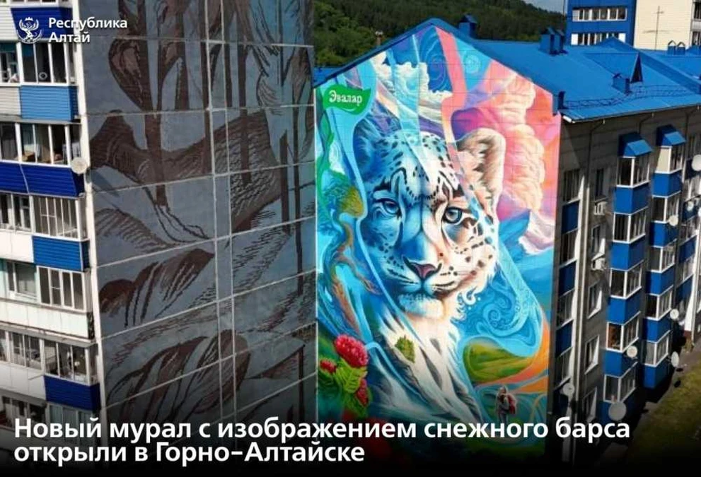 В столице Республики Алтай известный художник стрит-арта нарисовал мурал