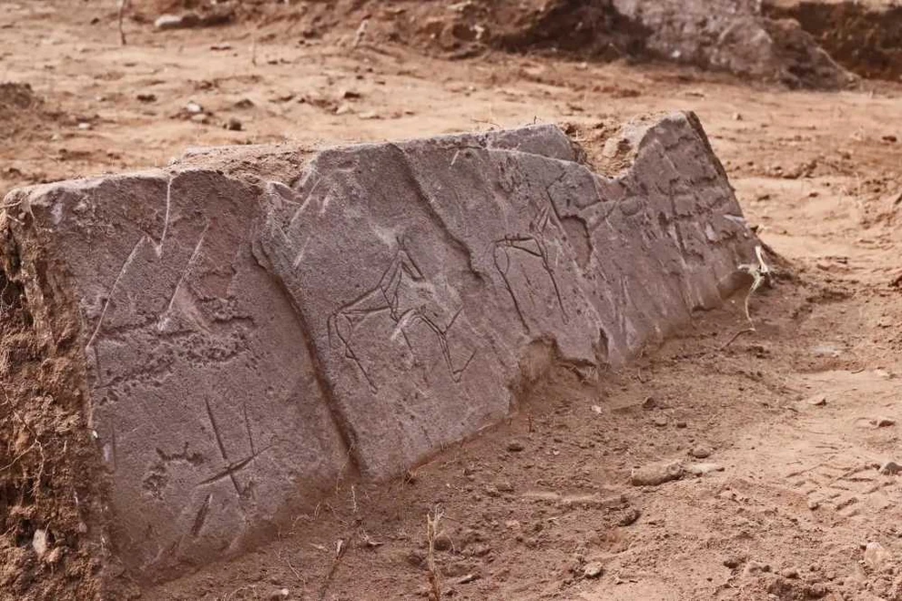 В Хакасии нашли 2500-летнюю плиту с изображениями лошадей
