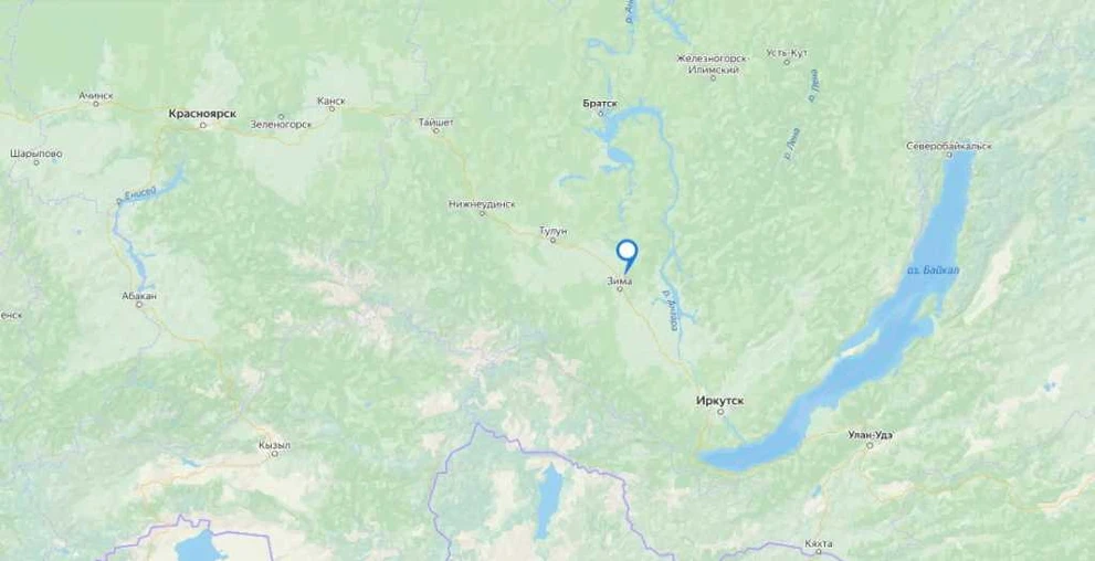 Знаком на карте отмечено место, где располагается город Саянск Безымянный.jpg